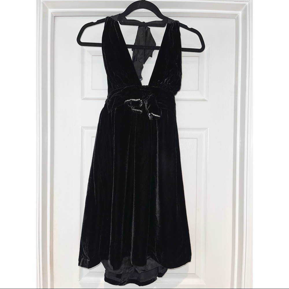 Black Velvet Juicy Couture High Low Halter Dress S
